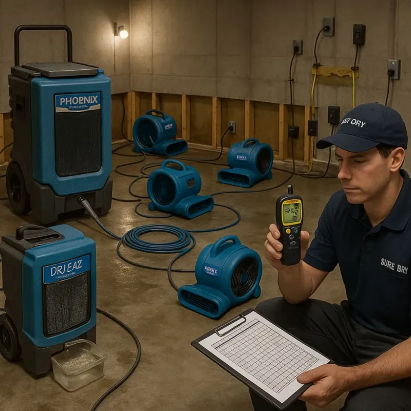 Structural Drying and Dehumidification process in Desert Hot Springs, CA